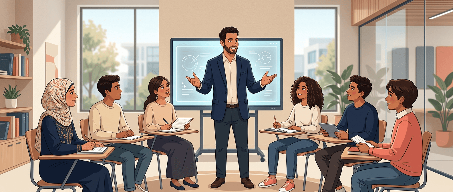 طلاب يتعلمون مع رفاق